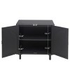 Elegant Rattan Storage Cabinet, 2-Door Buffet Sideboard with Solid Pine Wood Feet for Bedroom, Living Room, Study - ModernLuxe - 4 of 4