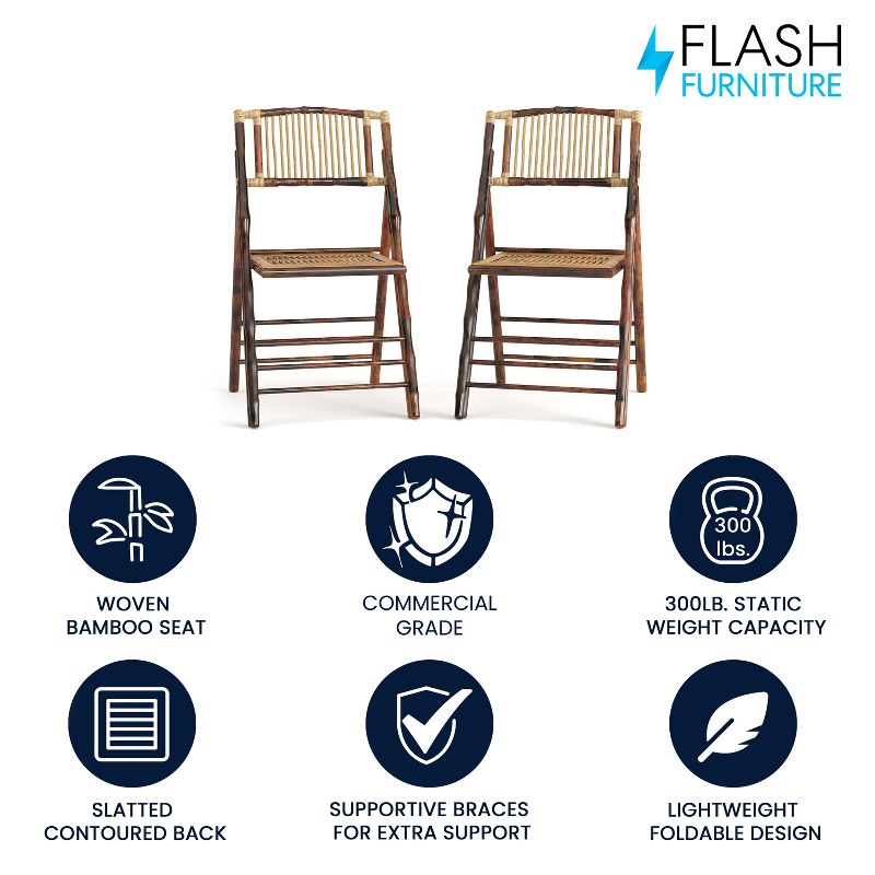 Flash Furniture Bamboo Folding Chairs, 2 of 17