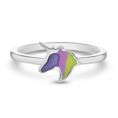 Girls' Neon Enamel Unicorn Sterling Silver Ring - In Season Jewelry