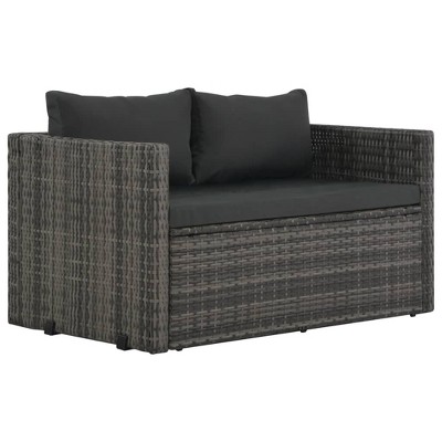 Gray 3-Piece Rattan and Steel Patio Dining Set with Cushions