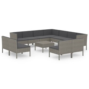 vidaXL Garden Lounge Set Patio Sectional Sofa Couch Outdoor Poly Rattan Grey - 1 of 4