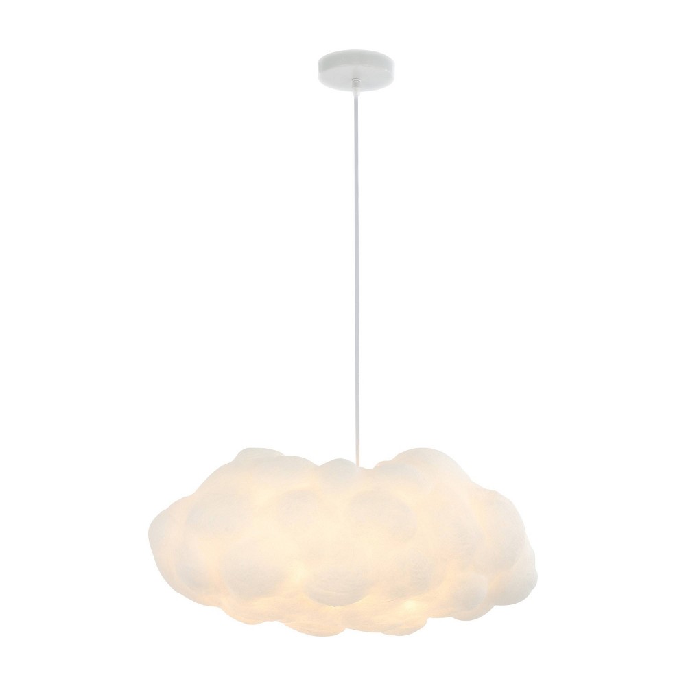 Photos - Chandelier / Lamp 23" 2-Light Zephyr Modern Contemporary Silk LED Cloud Pendant White - JONA