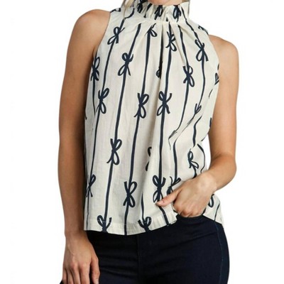 Women's HIGH NECK BACK BOW TOP - umgee