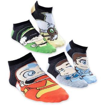Nickelodeon Avatar The Last Airbender Chibi Character No-Show Ankle Socks 5 Pair Multicoloured