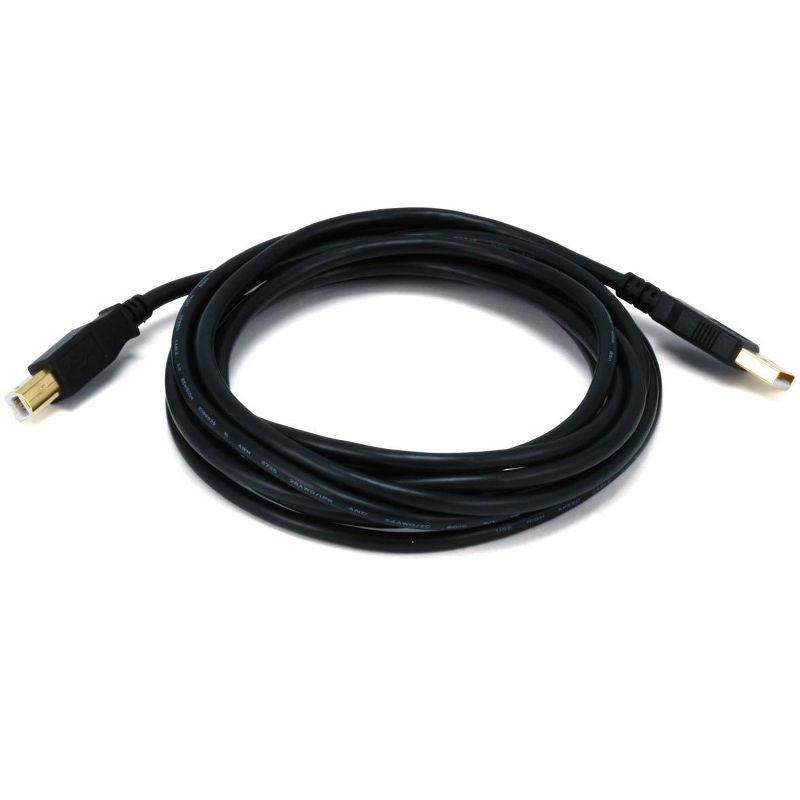 Monoprice USB 2.0 Cable - 10 Feet - Black | USB Type-A Male to USB Type-B Male, 28/24AWG with Ferrite Core, Gold Plated, 1 of 4