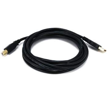 Monoprice USB 2.0 Cable - 10 Feet - Black | USB Type-A Male to USB Type-B Male, 28/24AWG with Ferrite Core, Gold Plated