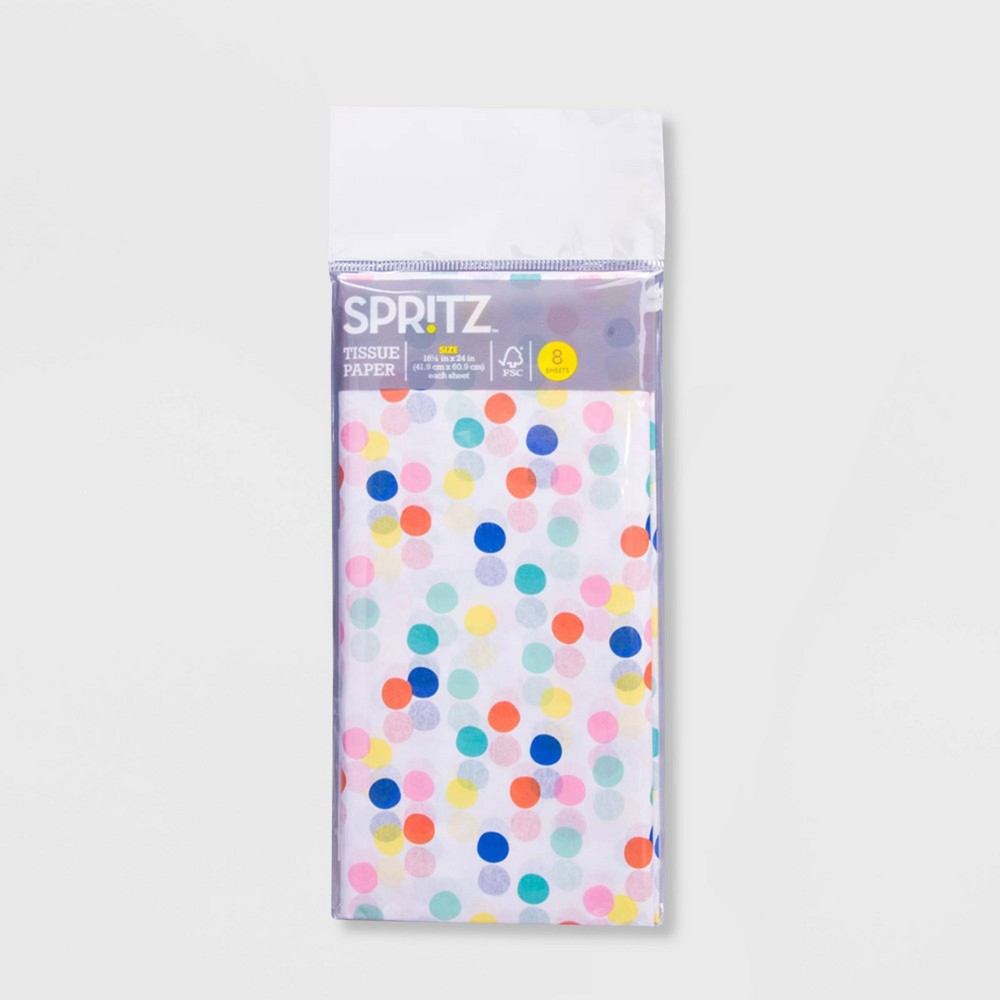 Photos - Other Souvenirs 8ct Pegged Dotted Tissue Papers White - Spritz™