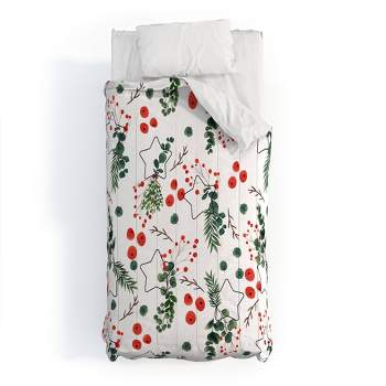 King Marta Barragan Camarasa Christmas Botany 003 Cotton Comforter & Sham Set White - Deny Designs