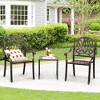 Tangkula 2 Pieces Cast Aluminum Chairs Set of 2 Stackable Patio Dining Chairs w/ Armrests - 2 of 4