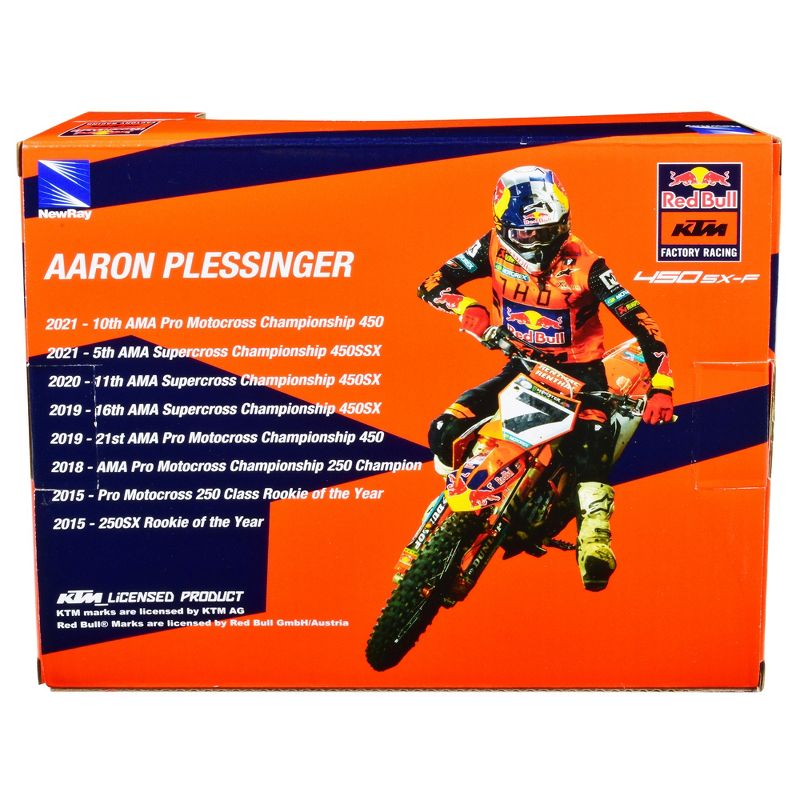 KTM 450 SX-F Motorcycle #7 Aaron Plessinger "Red Bull KTM Factory Racing" 1/12 Diecast Model by New Ray, 2 of 4