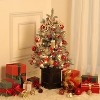 3FT Prelit Snow Flocked Christmas Tree with Prelit Premium 78 LED 8 Mode Battery Powered Mini Small Xmas Tree with Classic Black Base - 4 of 4