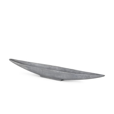 HomeRoots 39" Gray Cast Aluminum Oval Long Boat Centerpiece Bowl