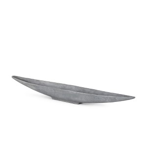 HomeRoots 39" Gray Cast Aluminum Oval Long Boat Centerpiece Bowl - 1 of 4