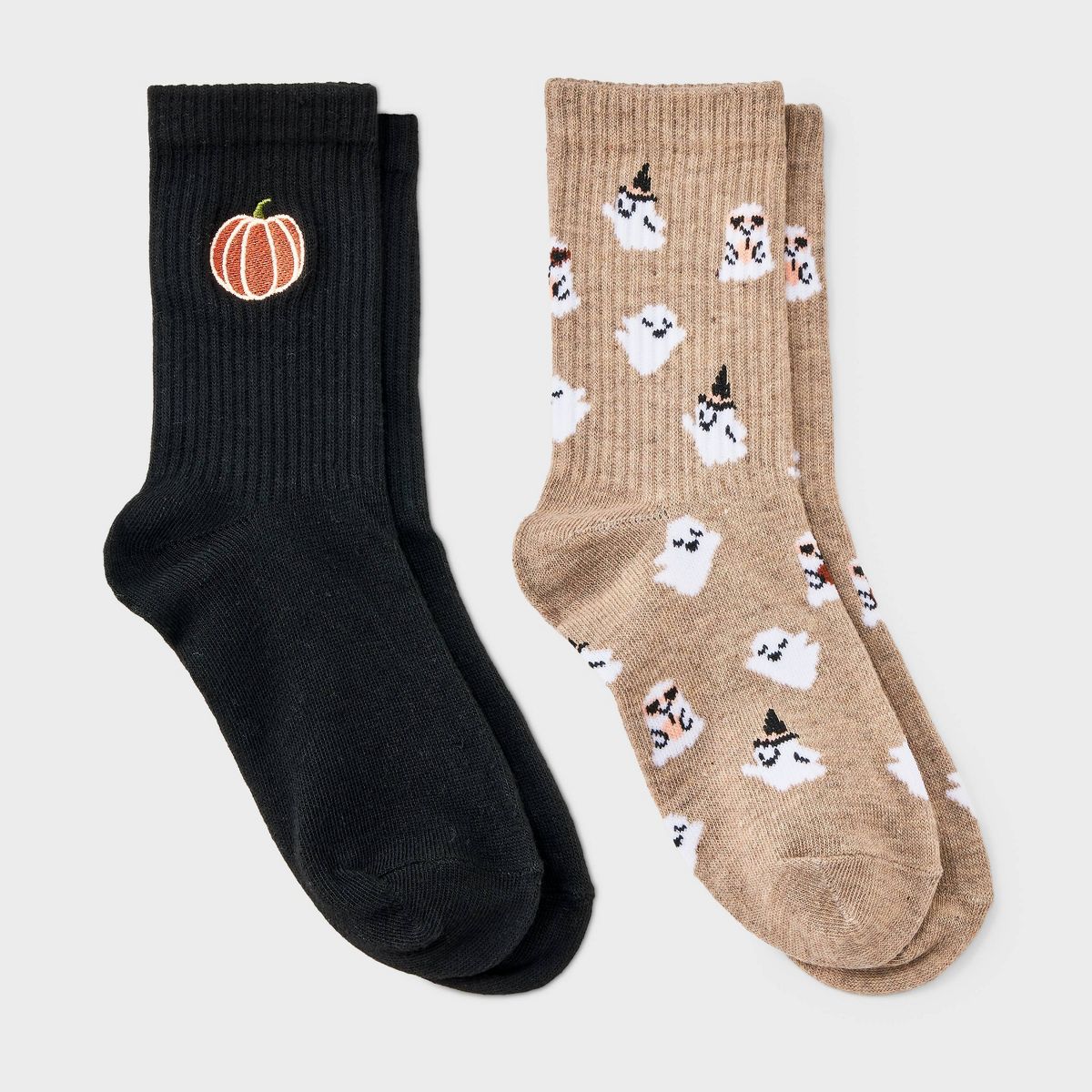 Girls' 2pk Halloween Pumpkin & Ghost Socks - Cat & Jack™