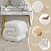 Upholstered Ottoman S-shape Makeup Vanity Stool Footstool, Velvet/Teddy - ModernLuxe - 4 of 4