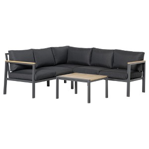 Resenkos 4 Pieces Patio Furniture Set,  Outdoor L-Shaped Sectional Sofa, Outdoor Sectional Furniture, Gray - 1 of 4