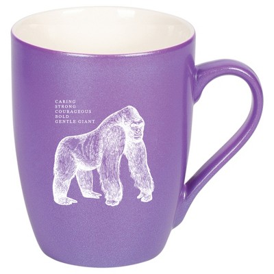 Elanze Designs 10 Ounce Ceramic Decorative Laser Engraved Giftable Novelty Tea Coffee Cup Mug Passion Purple Gorilla Caring Strong Courageous Bold