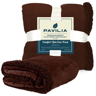 Brown Twin Waterproof Sherpa Fleece Reversible Blanket