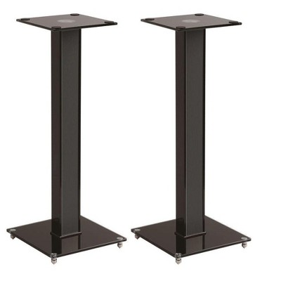Monoprice Elements Speaker Stand - 28 Inch (Pair) With Cable Management, Strong Tempered Glass Base With Floor Spikes