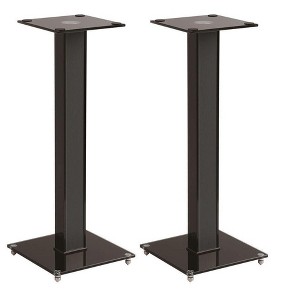 Monoprice Elements Speaker Stand - 28 Inch (Pair) With Cable Management, Strong Tempered Glass Base With Floor Spikes - 1 of 4