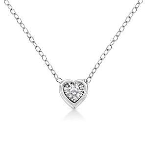 10K White Gold 1/10 Cttw Miracle Set Round-Cut Diamond Pendant Necklace - 1 of 4