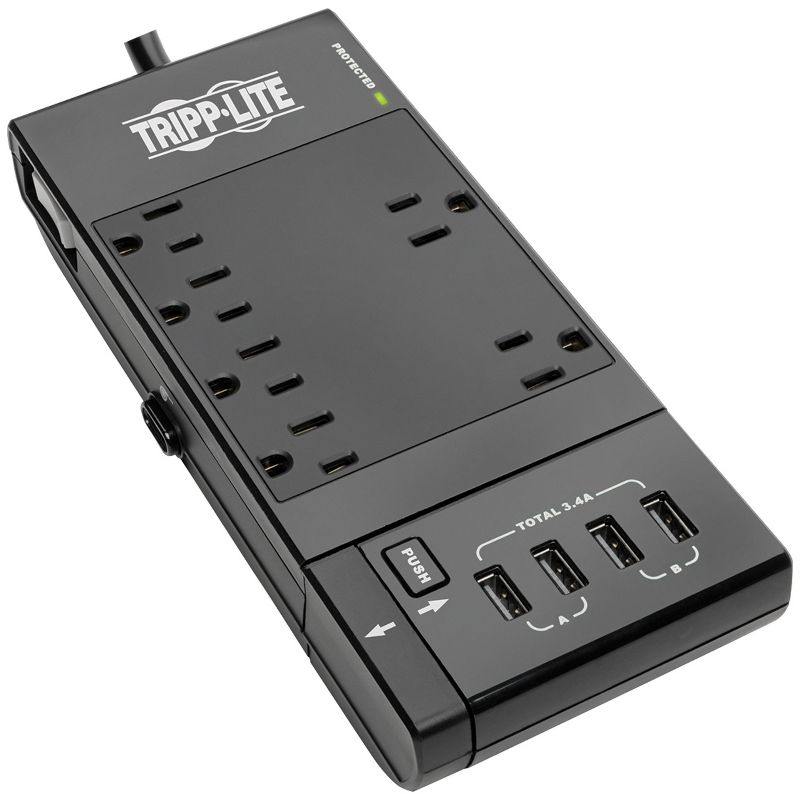 Tripp Lite Protect It!® 6-Outlet Surge Protector with 4 USB Ports, 6ft Cord, 1 of 9