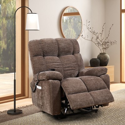 Dual Motor Power Lift Recliner Chair for Elderly, Infinite Position, Lay Flat 180° Power Lift Recliner Chair Sofa With Heating and Massage