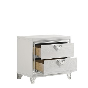 Vynxaria Modern White 2-Drawer Nightstand, LED Glow, V-Shape Handles, Transparent Acrylic Legs, Spacious Storage - 1 of 4