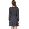 YESFASHION  Women's Casual T Shirt Dress 2025 Summer Long Sleeve Swing Dresses Puff Sleeve V-Neck Ruffles Pleated Party Dress - 3 of 4