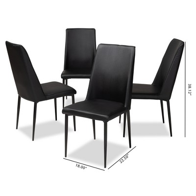 Set of 4 Contemporary Black Faux Leather Upholstered Parsons Chairs