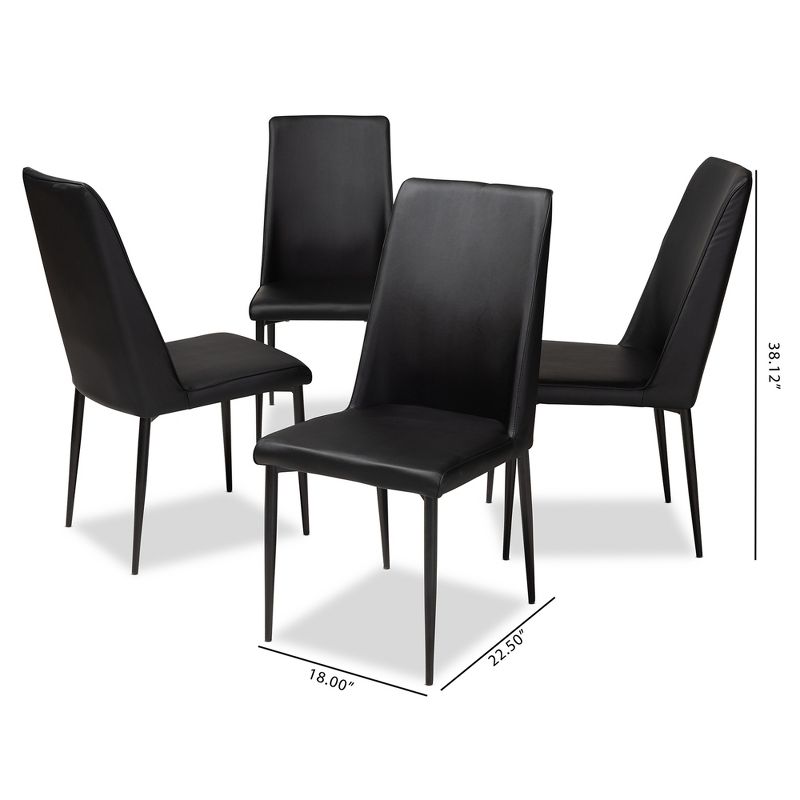 Set of 4 Chandelle Modern and Contemporary Faux Leather Upholstered Dining Chairs - Baxton Studio, 6 of 7