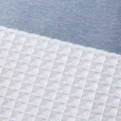 PAGED Modern Waffle Weave Shower Curtain with 3M Water Repellent, Shower Curtain for Bathroom, Dark Blue Fabric Shower Curtain