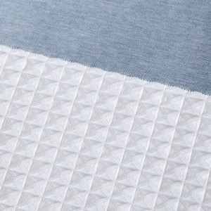 PAGED Modern Waffle Weave Shower Curtain with 3M Water Repellent, Shower Curtain for Bathroom, Dark Blue Fabric Shower Curtain - 1 of 4