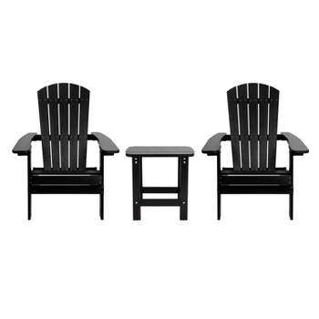 Flash Furniture 2 Pack Charlestown All-Weather Poly Resin Folding Adirondack Chairs with Side Table