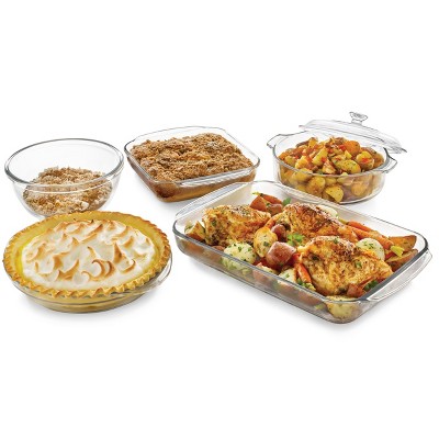 Libbey Baker's Basics 5-Piece Glass Casserole Baking Dish Set with 1 Cover