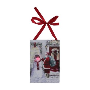 Northlight 6" LED Lighted Fiber Optic Santa and Snowman Christmas Wall Art Decoration - 1 of 2