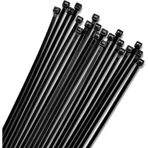 Bolt Dropper 12" Zip Cable Ties 40lbs, Black 100-Pack - 1 of 4