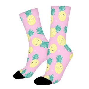 Cute Smile Pineapples Women Printed Crew Socks Funny Funky Socks Soft Polyester Novelty Gifts for Artists Men - 1 of 1