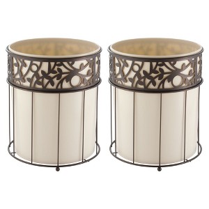 iDesign Metal Vine Trash Can with Insert - Set of 2 - Vanilla/Bronze - 1 of 4