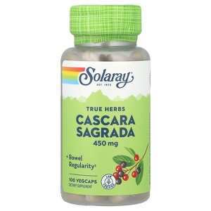 Solaray True Herbs, Cascara Sagrada, 450 mg, 100 VegCaps - 1 of 2