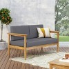 Magnolia Patio Acacia Wood Loveseat - Teak/Dark Gray - Christopher Knight Home: 2-Person Outdoor Sofa with Cushions - 2 of 4