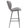 Faux Leather Barstool 43.7" H in Vintage Gray Finish with Black Steel Legs by Zuo Modern - 3 of 4