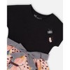 Deux par Deux Girl Bi-Material Dress with Printed Skirt Black, Pink, and Butterflies - 4 of 4