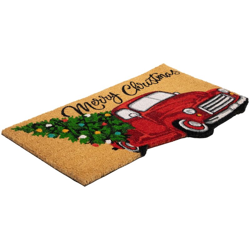 Northlight Red and Green Vintage Truck "Merry Christmas" Outdoor Natural Coir Doormat 18" x 30", 5 of 7