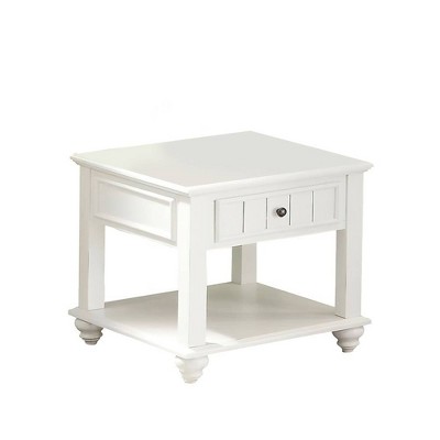Natesa White Washed 24-Inch Poplar Wood End Table with Storage