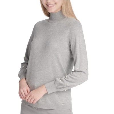Calvin Klein Womens Pearl Sleeve Knit Sweater