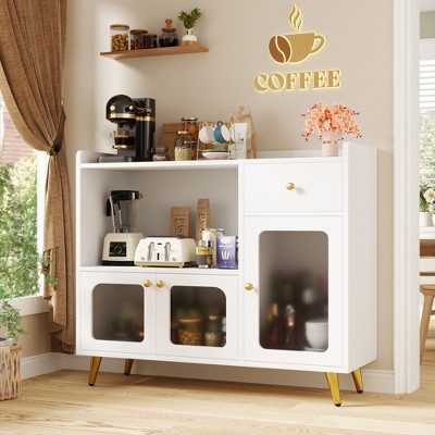 Aheaplus Modern Buffet Cabinet with Glass Door For Living Room
