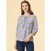 Allegra K Women's Floral Bow Tie Neck Vintage 3/4 Sleeve Blouse - 3 of 4