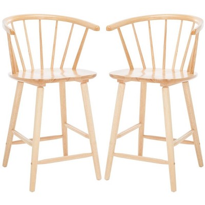 Natural Rubberwood Spindle Back Counter Stool Set