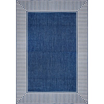 nuLOOM Asha Striped Border Stain Resistant High Traffic Outdoor Area Rug